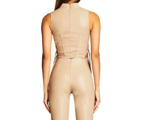 I.AM.GIA tan faux leather tie up pants - Picture 3 of 3